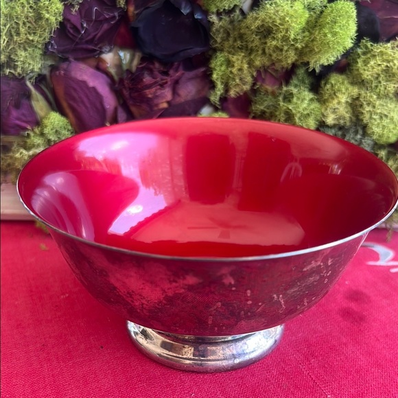 Vintage Reed & Barton Silverplate and Red Enamel Bowl - Picture 1 of 6